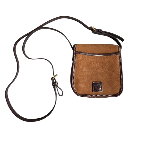 Handbags - Dooney & Bourke Caramel Chocolate Suede Flap Crossbody Bag